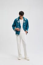 Beadwork merino wool peacoat view 5