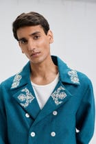 Beadwork merino wool peacoat view 6