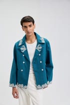 Beadwork merino wool peacoat view 9