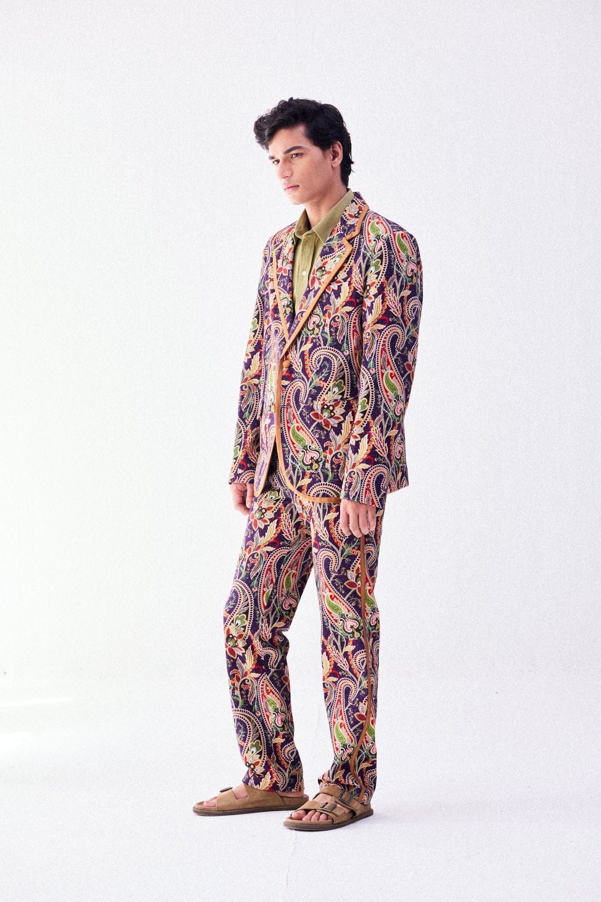 Purple paisley formal pants - image 2