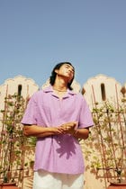 Lavender schiffli shirt view 1