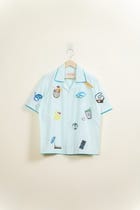 “Day at the pool” hand embroidered shirt view 1