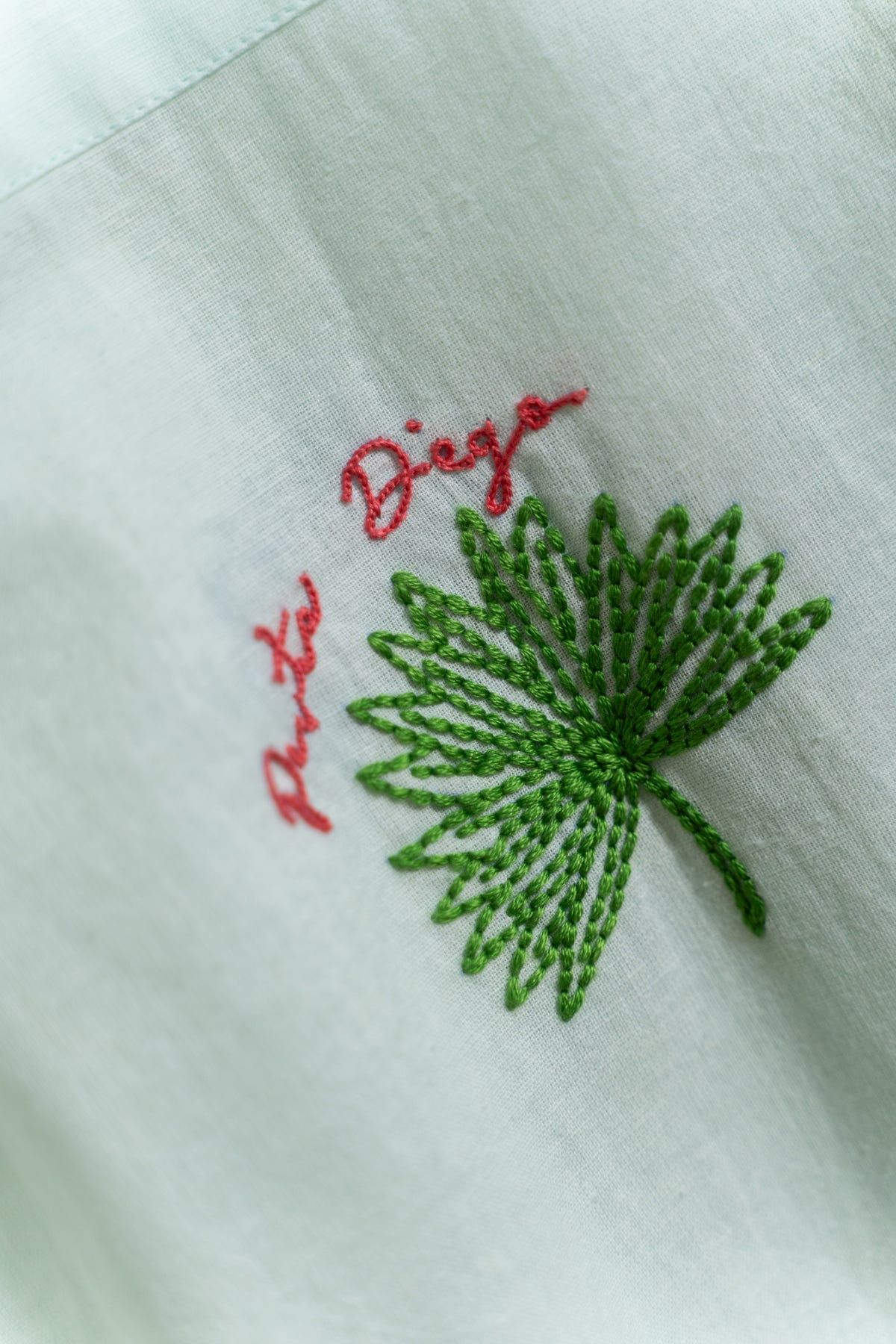 “Day at the pool” hand embroidered shirt - image 6