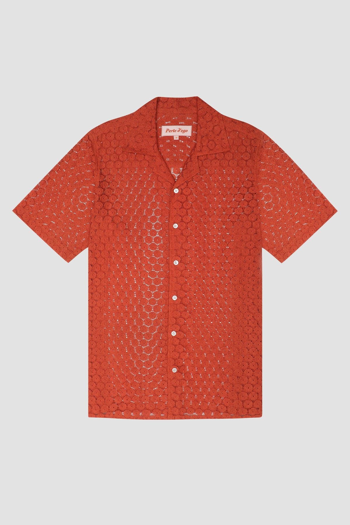 Floral lace shirt half sleeves- Rust - image 1