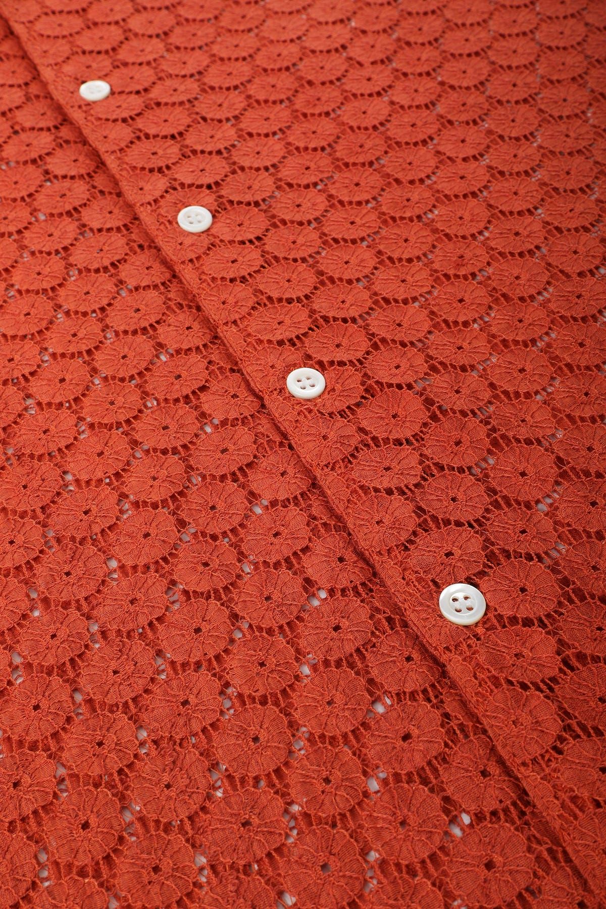 Floral lace shirt half sleeves- Rust - image 3