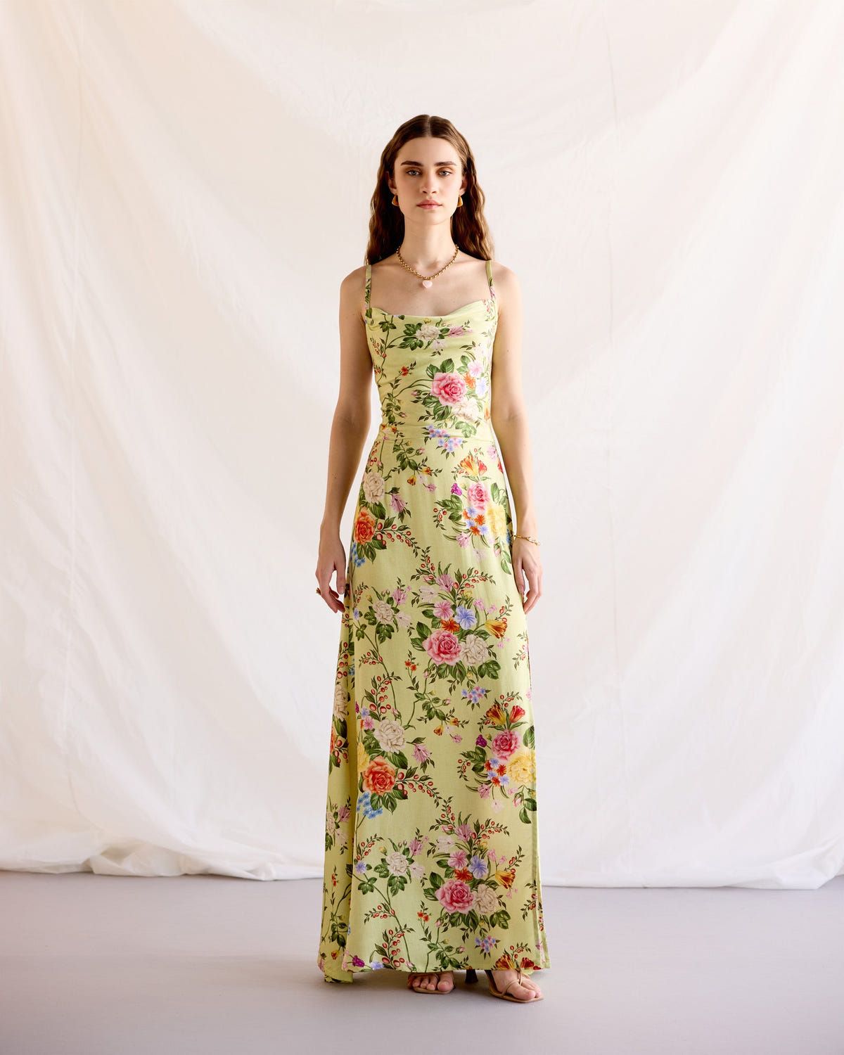 Vintage victorian print Pleated Cowl Aline Dress - image 1