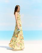 Vintage victorian print Pleated Cowl Aline Dress view 3