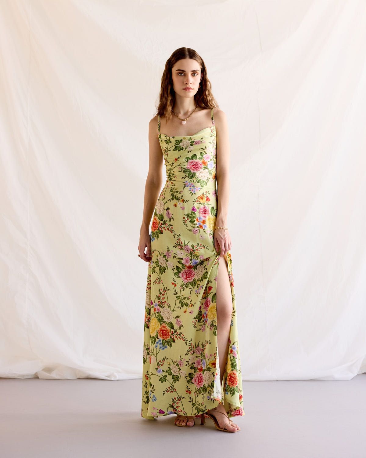 Vintage victorian print Pleated Cowl Aline Dress - image 4