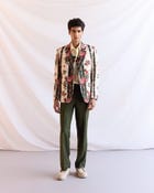 Floral stripes linen blazer view 2