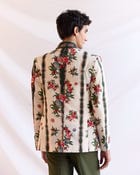 Floral stripes linen blazer view 3