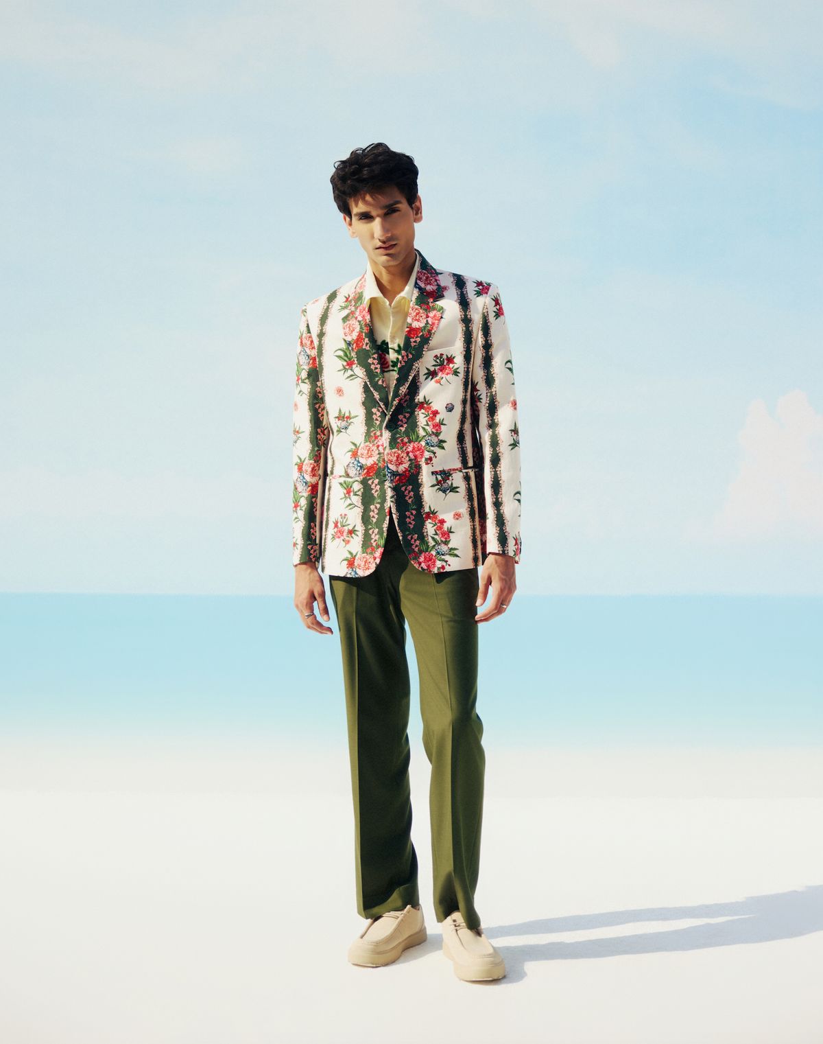 Floral stripes linen blazer - image 4