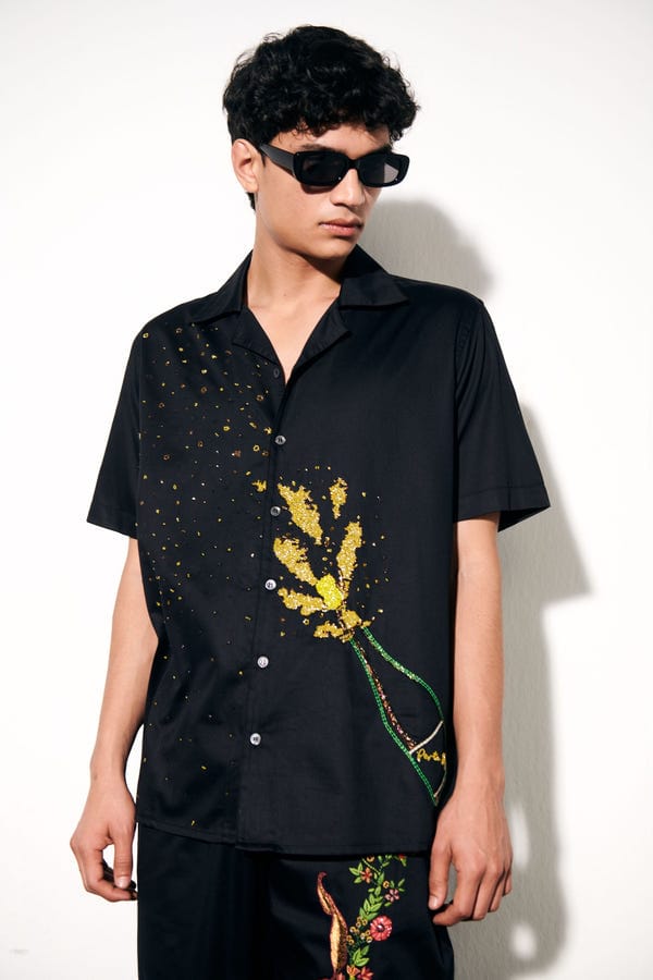 Perte D'ego — "Champagne showers" hand embroidered Shirt