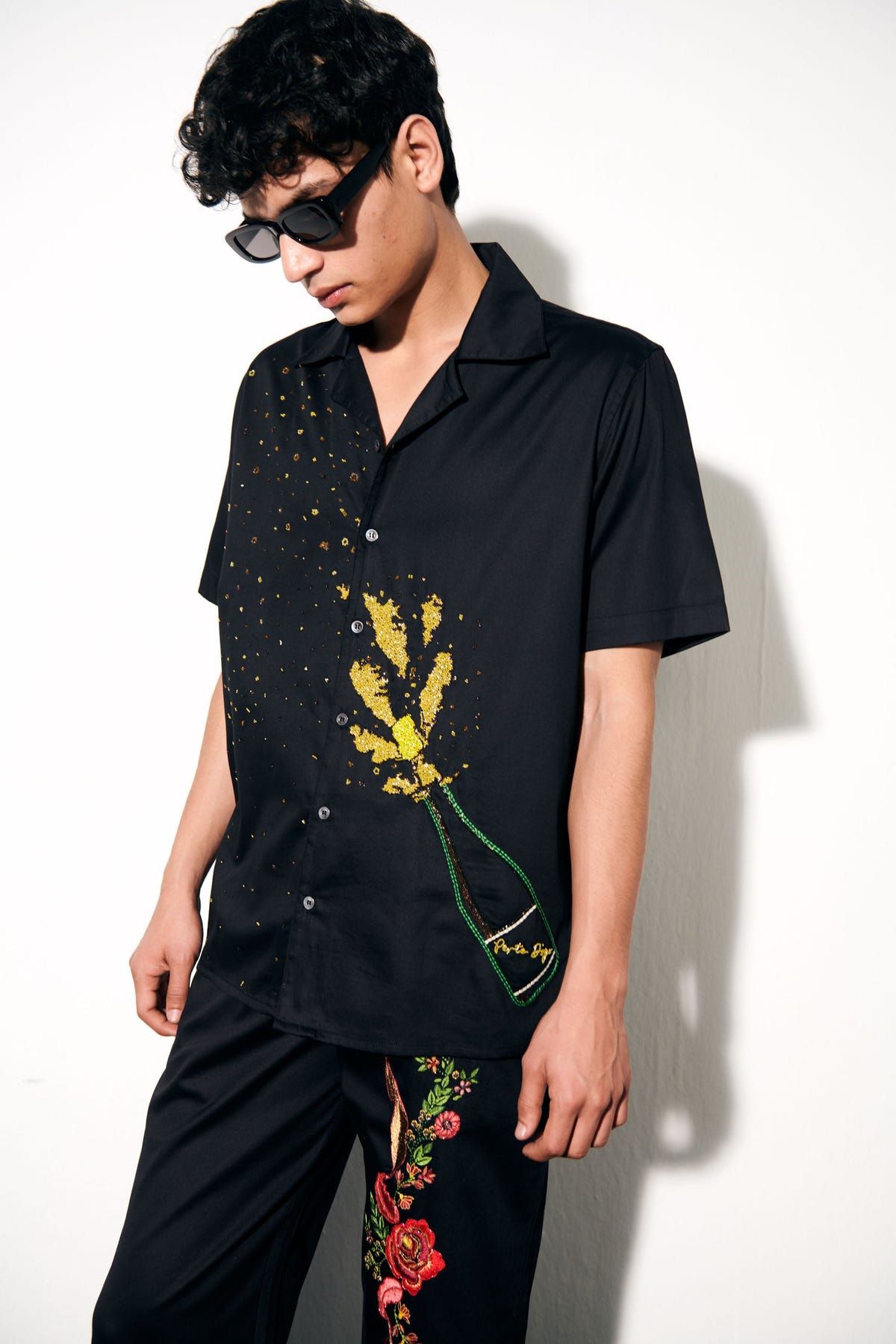 "Champagne showers" hand embroidered Shirt - image 6