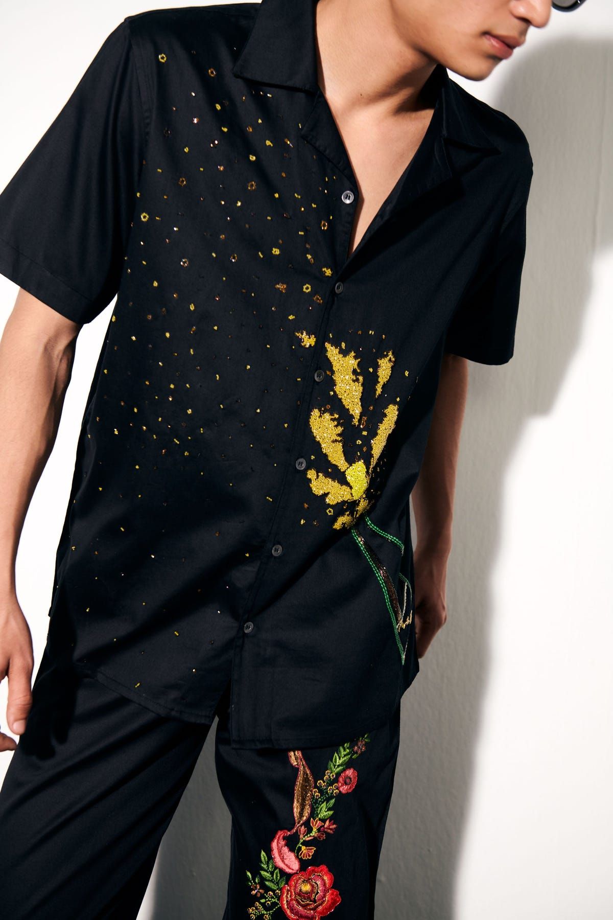 "Champagne showers" hand embroidered Shirt - image 7