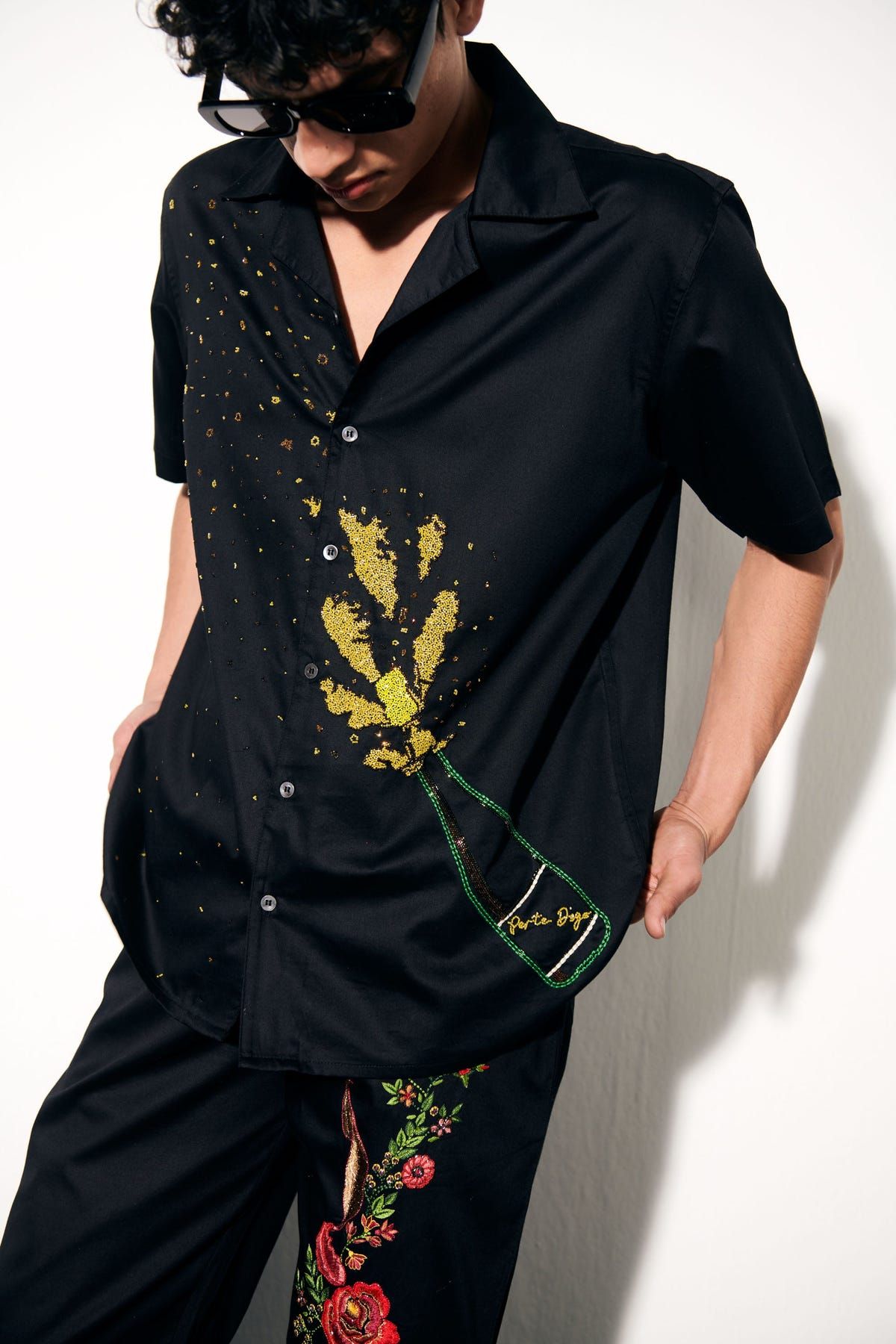 "Champagne showers" hand embroidered Shirt - image 9