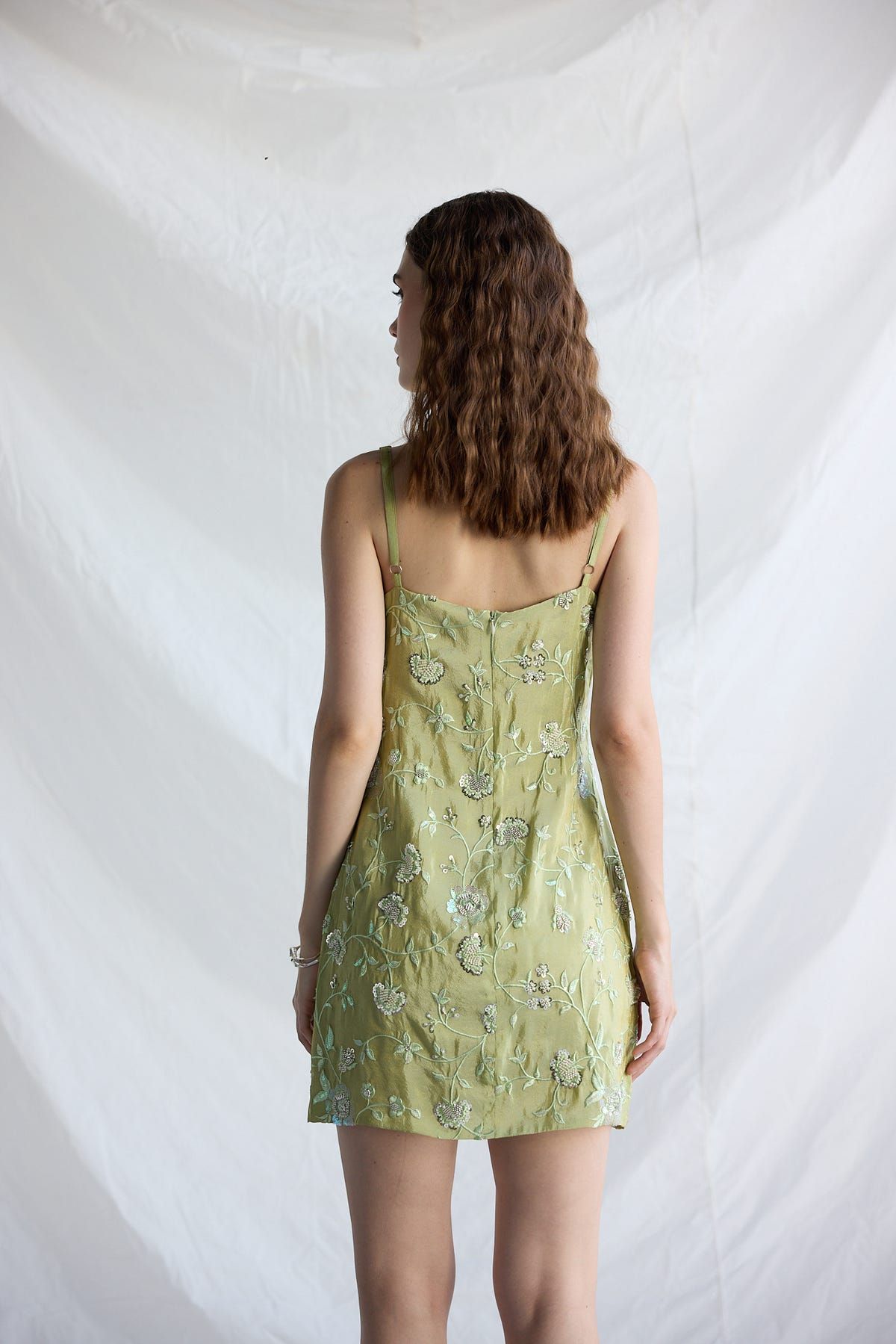 Botanical embroidered slip dress - image 4