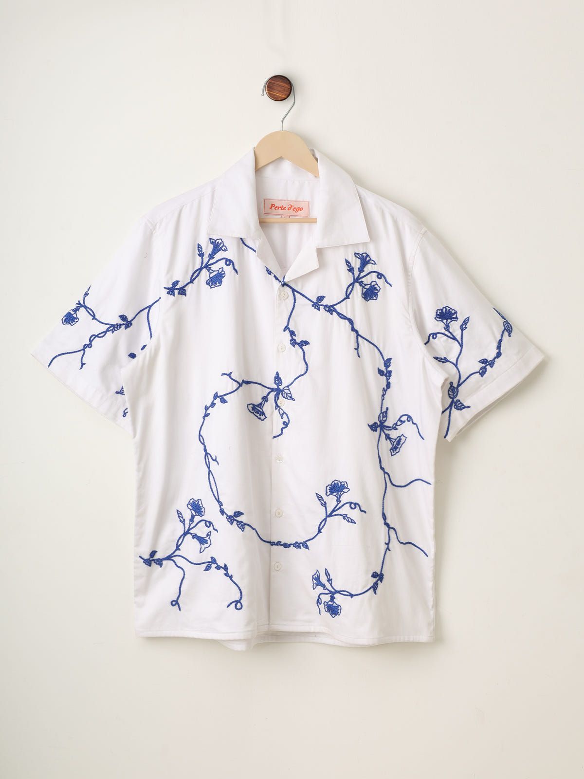"Blue floral" hand embroidered shirt - image 1