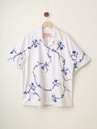 "Blue floral" hand embroidered shirt view 1