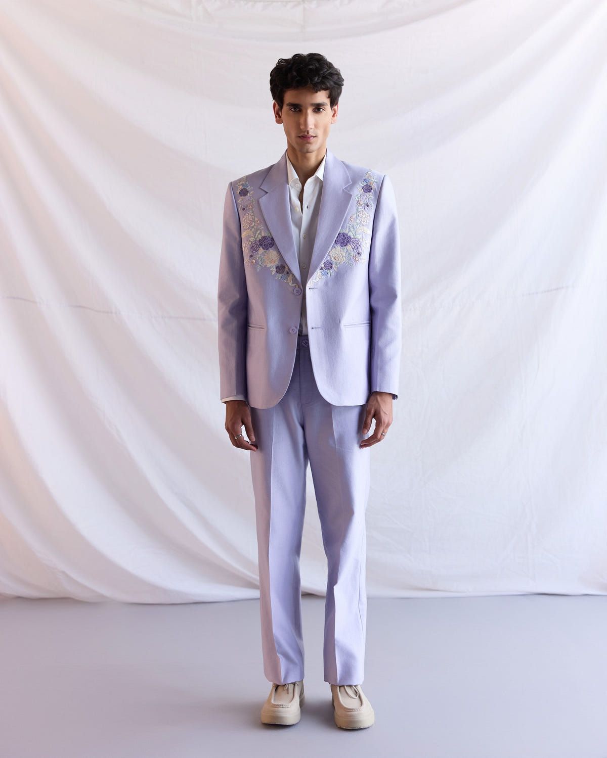 Lavender floral embroidered blazer - image 1