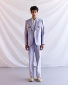 Lavender floral embroidered blazer view 1