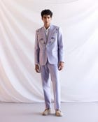 Lavender floral embroidered blazer view 5