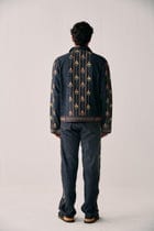 Floral embroidered racer denim jacket view 4