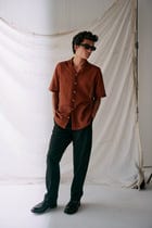 Brown lace shirt view 3