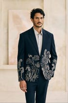 "Celestial Vines" hand embroidered blazer view 1