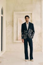 "Celestial Vines" hand embroidered blazer view 2