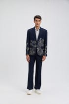 "Celestial Vines" hand embroidered blazer view 6