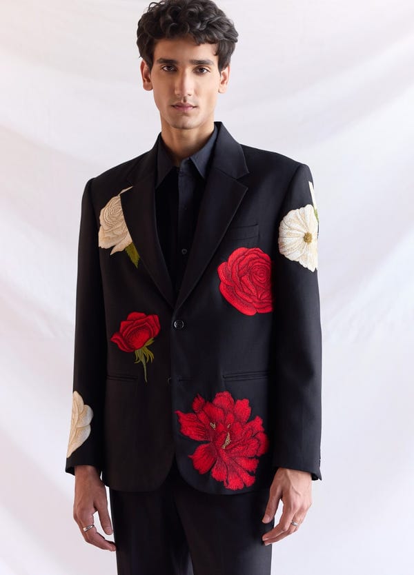 Perte D'ego — "Floral Reverie" hand embroidered Blazer