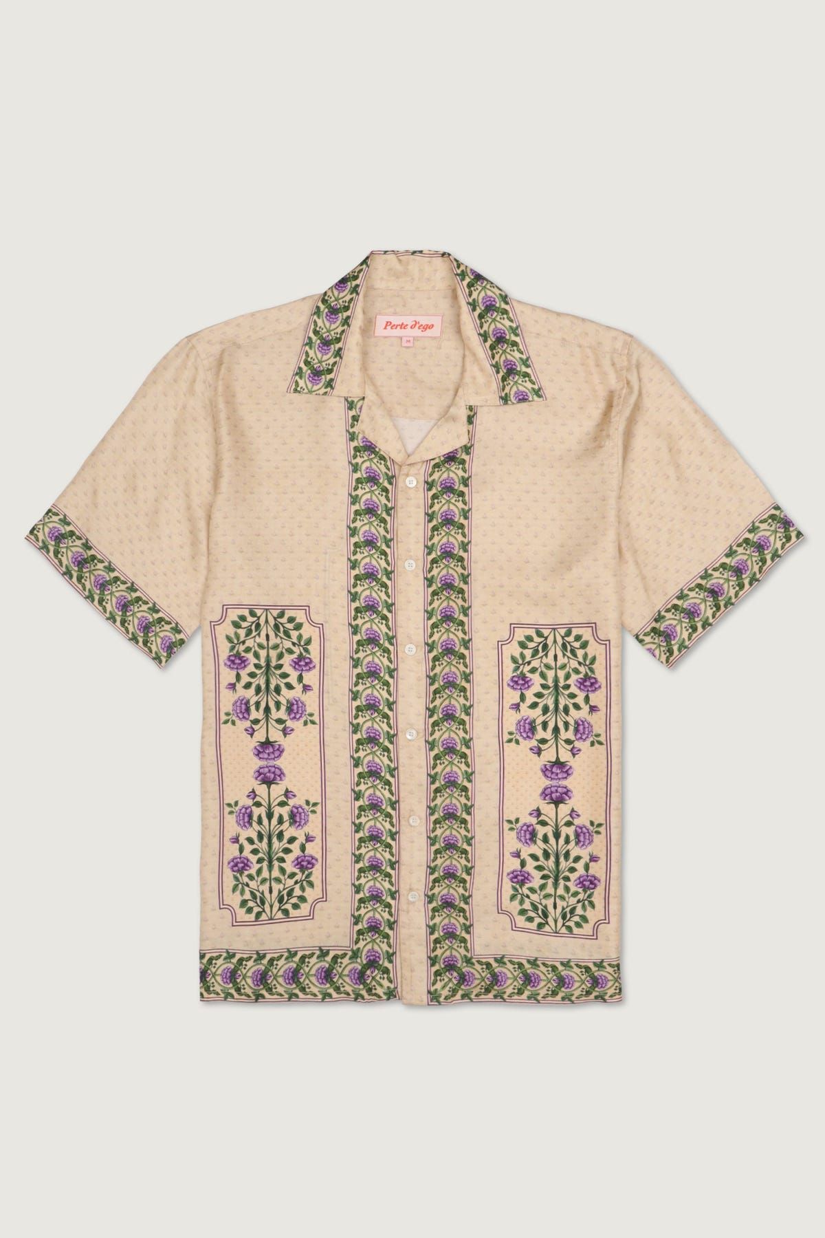 Vintage Floral Border Silk Shirt - image 1
