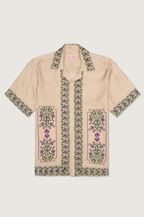 Perte D'ego — Vintage Floral Border Silk Shirt