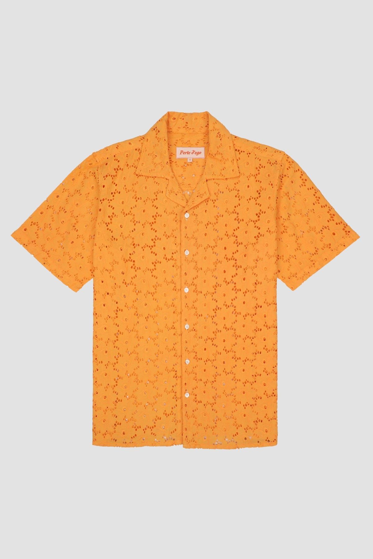 Orange floral embroidered shirt - image 1