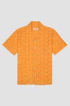 Orange floral embroidered shirt view 1