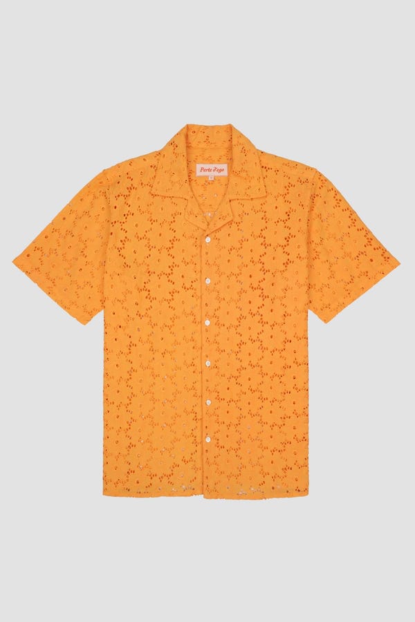 Perte D'ego — Orange floral embroidered shirt