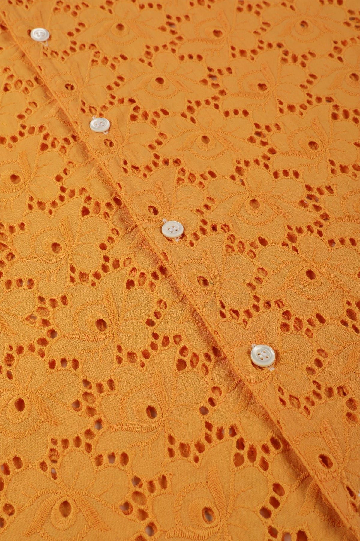 Orange floral embroidered shirt - image 3