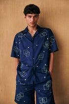 Geometrical mirror work hand embroidered shirt view 4