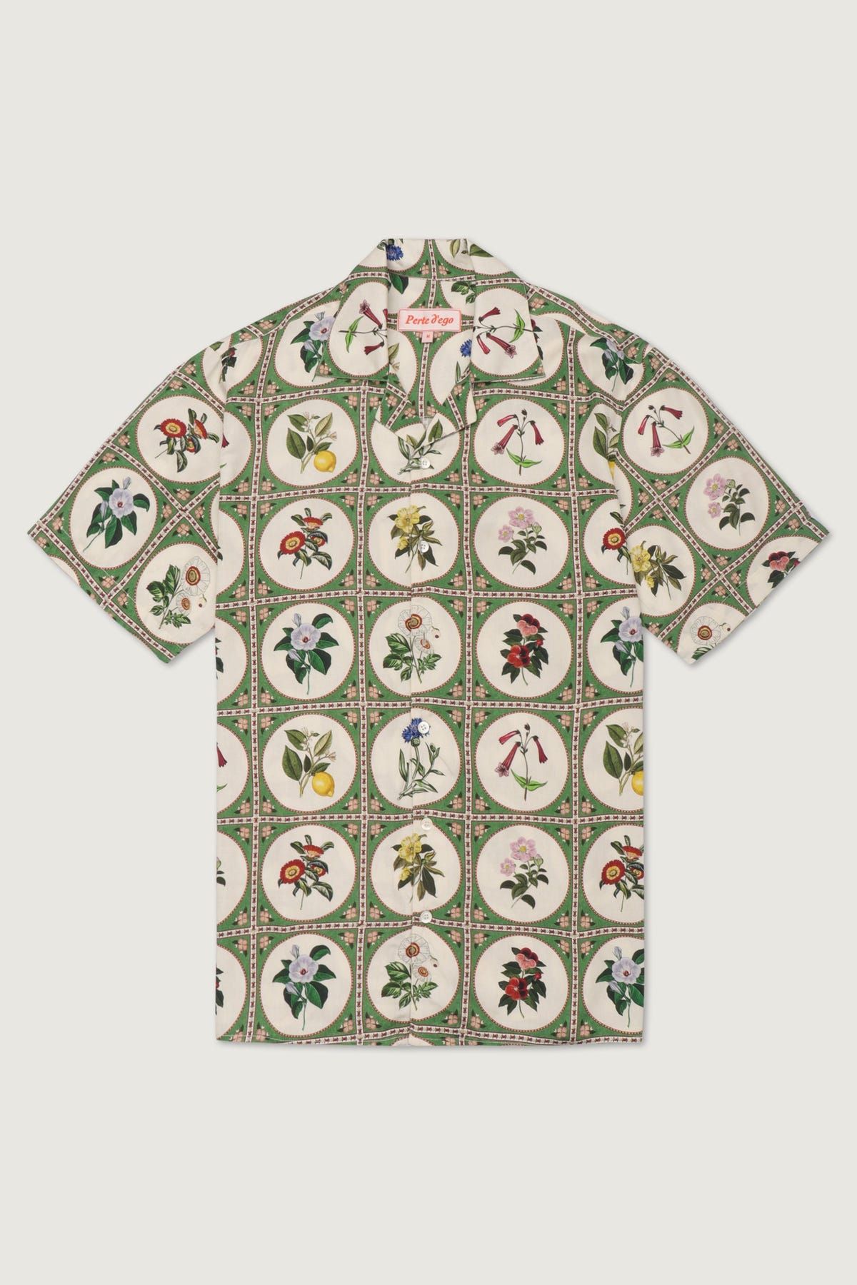 Botanical illustrations half sleeves shirt- Green - image 1