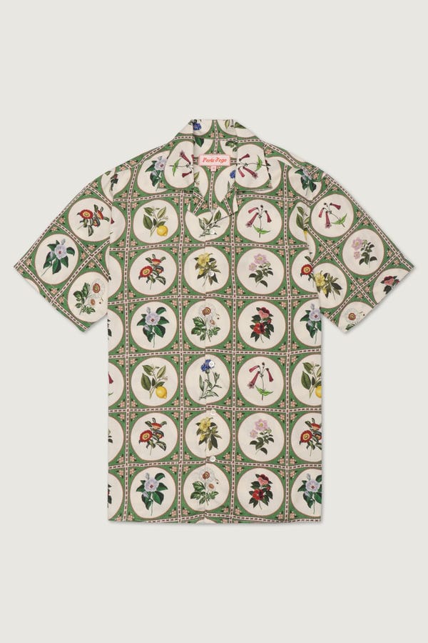 Perte D'ego — Botanical illustrations half sleeves shirt- Green
