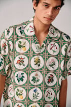 Botanical illustrations half sleeves shirt- Green view 5