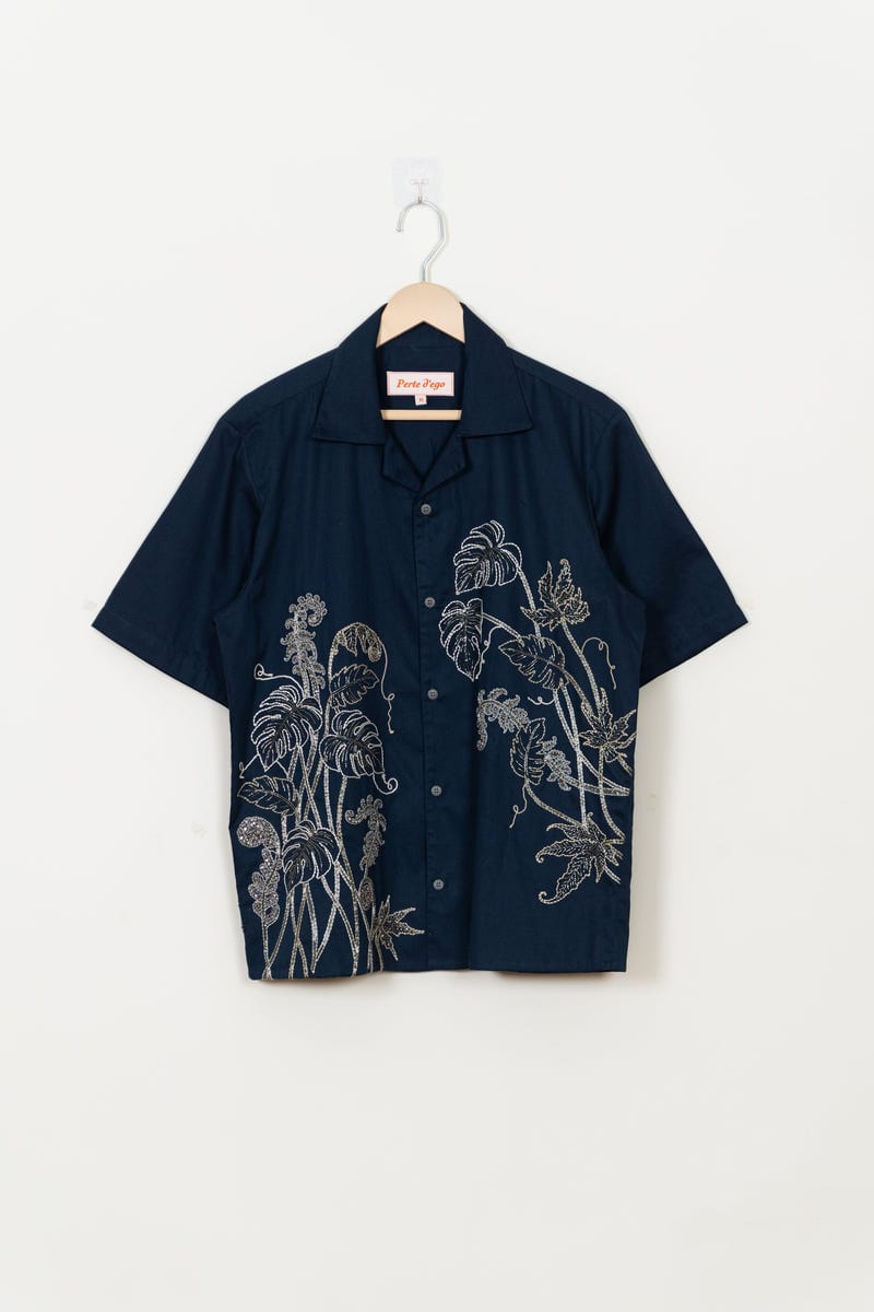 "Celestial vines" hand embroidered Shirt