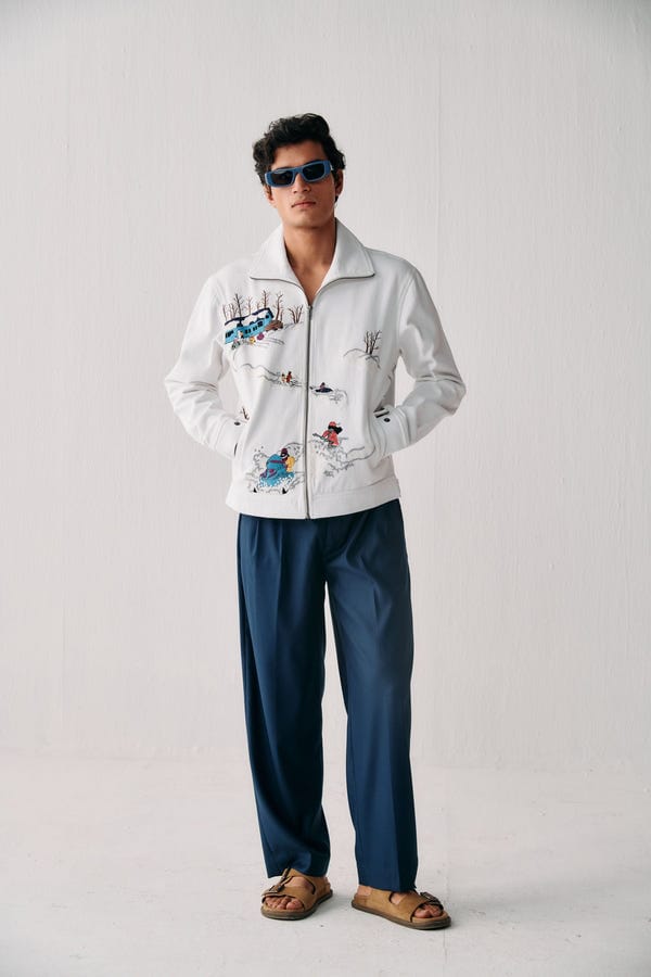 Perte D'ego — "Aprés ski" embroidered zip up jacket