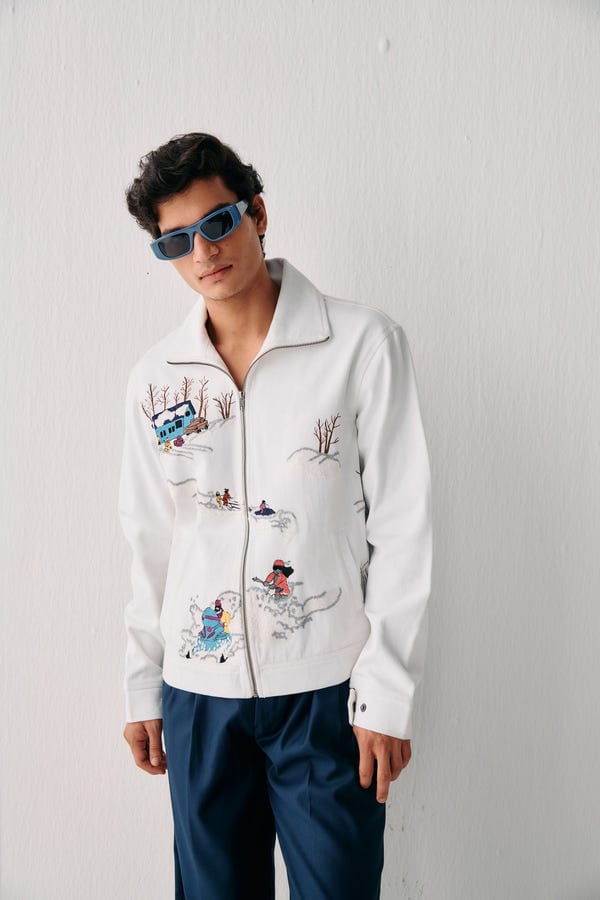 Perte D'ego — "Aprés ski" embroidered zip up jacket