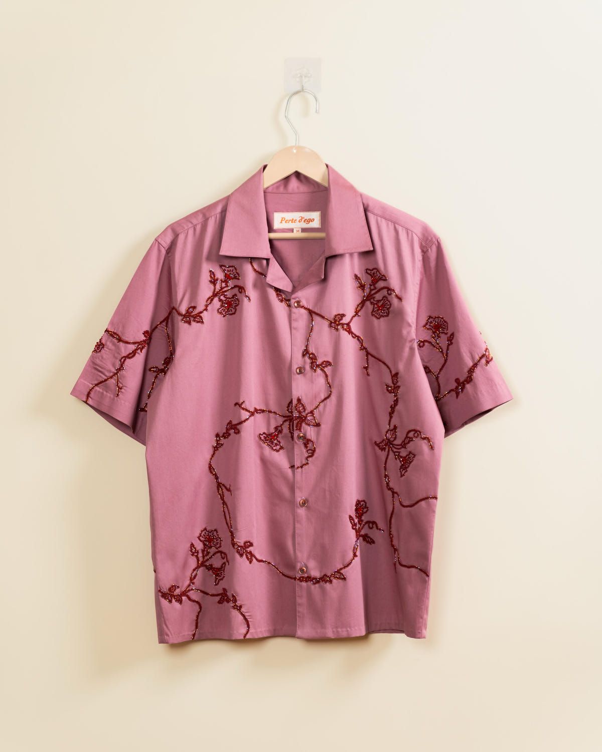 Raspberry Glaze Hand-Embroidered Shirt - image 1