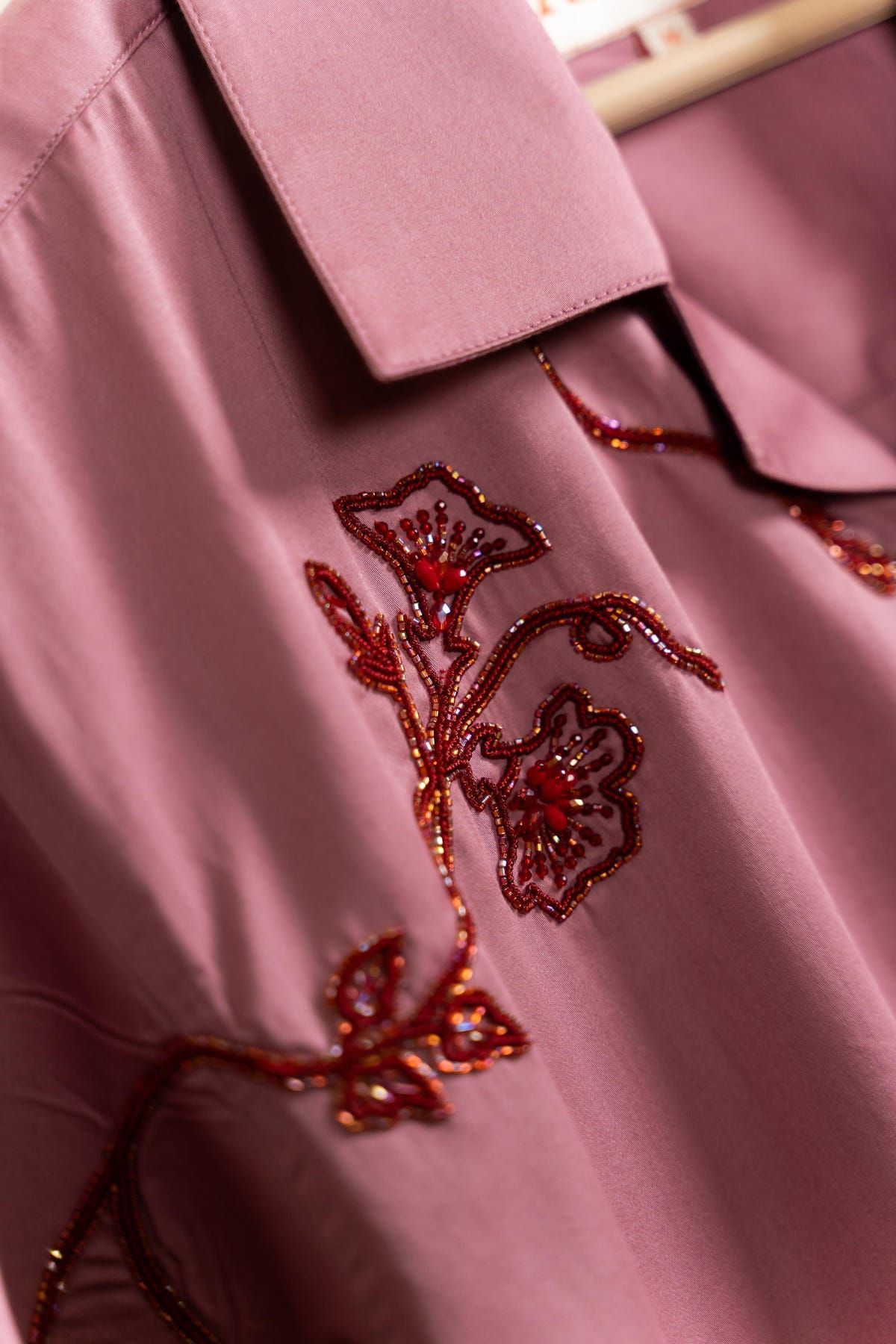 Raspberry Glaze Hand-Embroidered Shirt - image 3