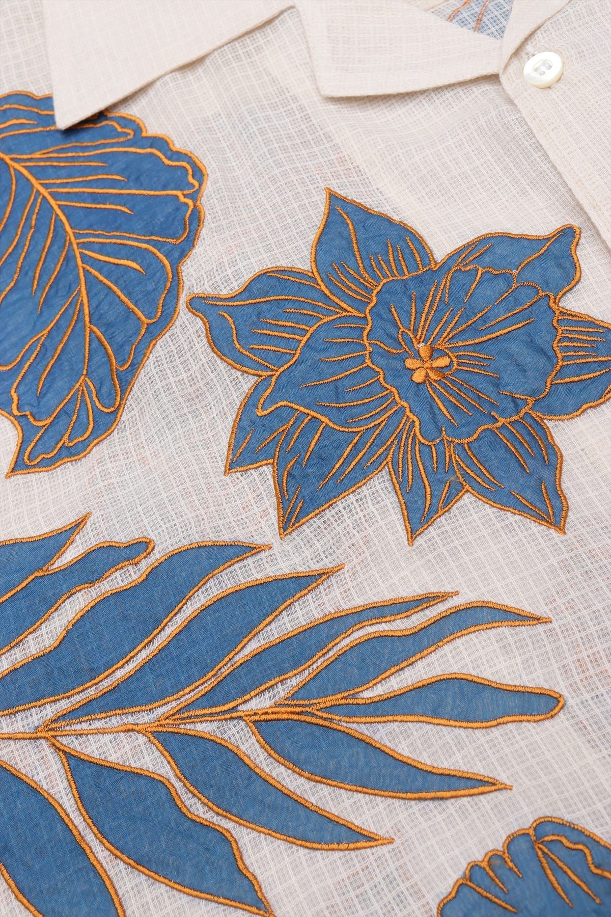 Blue floral appliqué shirt - image 3