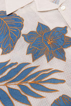 Blue floral appliqué shirt view 3