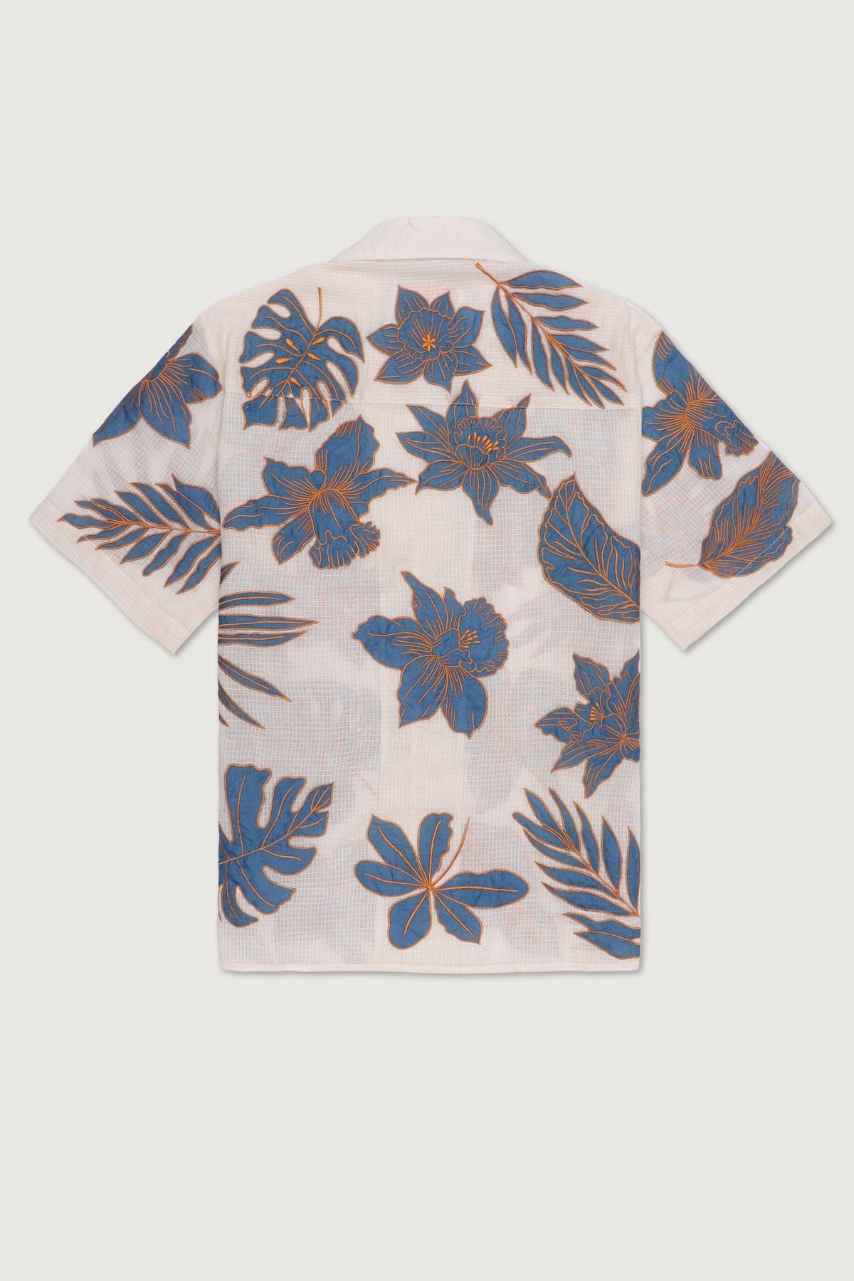 Blue floral appliqué shirt - image 4