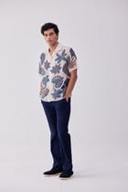 Blue floral appliqué shirt view 7
